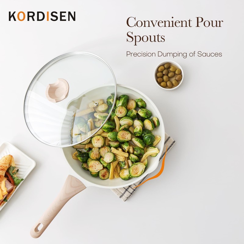 Kordisen Nonstick Ceramic Frying Pan with Lid, 12.5 Inch Ceramic