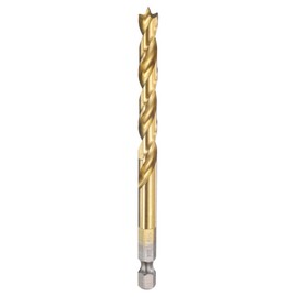sourcing map Brad Point Drill Bits 7mm(9/32) Dia 1/4" Hex Shank Drill Metric Brad Point 2.72 Drilling Depth Spiral Twist Drill Bits for Carpenter Woodworking Plastic Rubber, Gold
