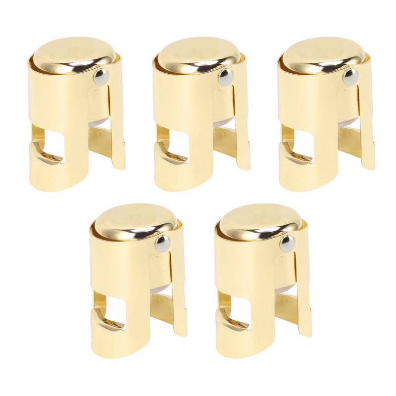 5Pcs Champagne Bottle Stopper Stainless Steel Champagne Sealer Plug Reusable