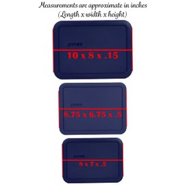 Pyrex (1) 7210-PC 3-Cup, (1) 7211-PC 6-Cup, & (1) 7212-PC11-Cup Blue Plastic Storage Lids, Made in USA
