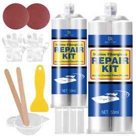 Marine Fiberglass Repair Kit - 3.4oz Clear Gel Coat & Gelcoat Repair Kit for Boats, Fiberglass Repair Epoxy Filler, Fast Repair for Scratches, Cracks, Holes, Fiber Glass Patch Kit for Acrylic
