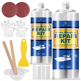 Marine Fiberglass Repair Kit - 3.4oz Clear Gel Coat & Gelcoat Repair Kit for Boats, Fiberglass Repair Epoxy Filler, Fast Repair for Scratches, Cracks, Holes, Fiber Glass Patch Kit for Acrylic