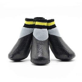 Anti Slip Dog Socks, Dog Boots for Hardwood Floors Prevent Licking, Traction Control Waterproof Rubber Sole Paw Protectors for Small Medium Large Dogs (Black, Small)