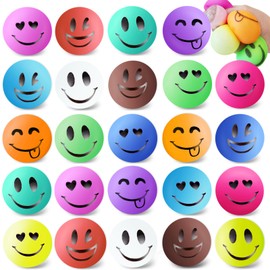 24PCS Colorful Stress Balls Set| Fidget Stress Cube Toys| Squeeze Balls Bulk|Easter Basket Stuffing, Fidget Classroom Prize Party Favors Toys