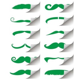 Unique Mustache Finger Tattoos | Green | 12 Pcs, One Size