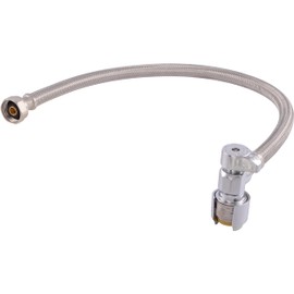 SharkBite Max 20 In. Stainless Steel Braided Faucet Connector with Angle Stop Valve, 1/2 Inch PTC x 1/2 Inch FIP, PEX Pipe, Copper, CPVC, PE-RT, HDPE, UR24657