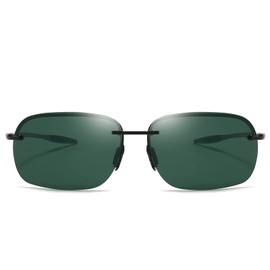 FONHCOO Polarized Sports Sunglasses UV Protection for Men Women Rimless Frame for Cycling Fishing Driving (Green)