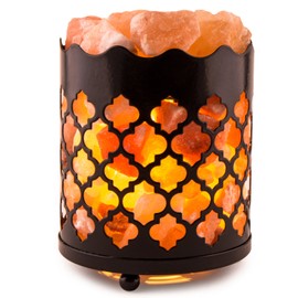 CRYSTAL DECOR Himalayan Pink Salt Lamp Basket & Dimmer Cord Bulb