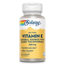 SOLARAY Vitamin E, Dry 400 IU w/Mixed Tocopherols | Non-Oily | Healthy Cardiac Function, Antioxidant Activity & Skin Health Support | 50 Capsules