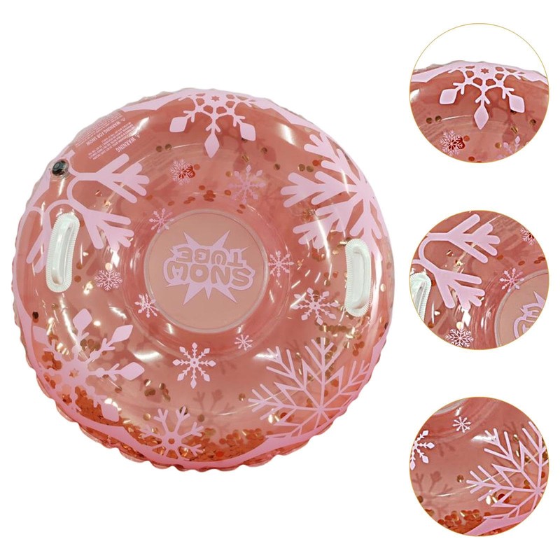 Fenteer Inflatable Snow Tube Inflatable Sled Portable Pink Cold Resistant