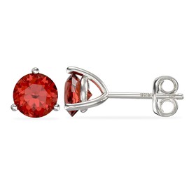 Aeon Jewellery Birthstone Stud Earrings - July Red Ruby | 925 Sterling Silver & Cubic Zirconia | Polishing Cloth Included | One Pair