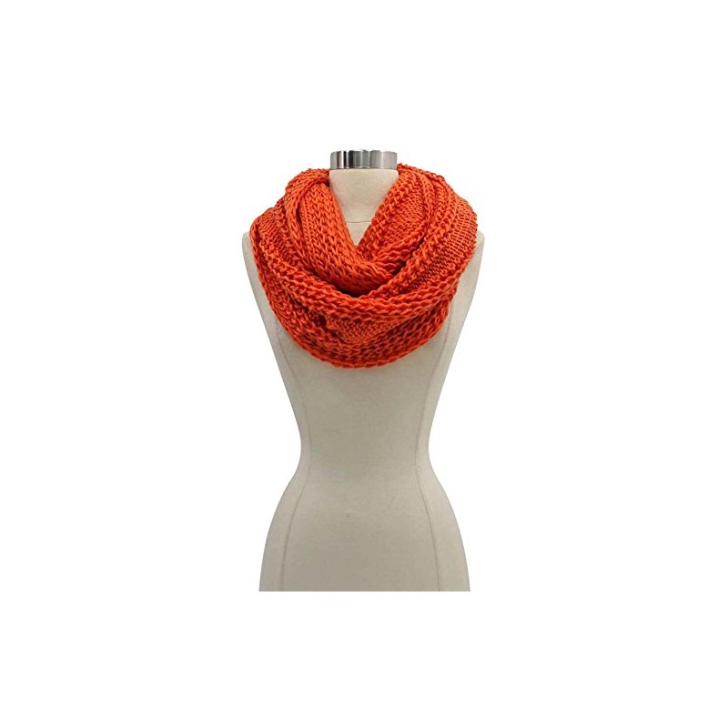 Orange Simple Chunky Knit Unisex Winter Infinity Scarf