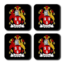 Robertson Coat of Arms/Family Crest Coaster Set, by Carpe Diem Designs – Made in the U.S.A.