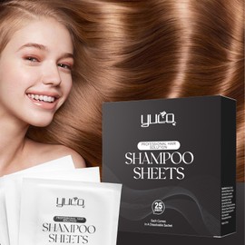 YUCO Travel Hair Shampoo Sheets Travel Pack 25 Tablets,Individual Sachet,for Hair Washing,Calendula officinalis Scent,For Camping,Vacation,Hotels,Business Trip,Flight Travel Essentials