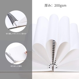 Ohuhu Sketchbook, 200gsm Extra Thick, 254mm x 193mm, 60 Sheets/120 Pages Spiral Ring Perforation Drawing Paper for Ink/Coloring Pencils/Water-Based Pens/Alcohol Markers, Sketching, Illustration, Drafting, Memo Design, Drawing Practice, Beginner, Professi