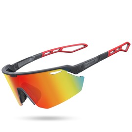 Lamicall Polarized Cycling Sunglasses for Men Women - [24g Ultra-Light] UV400 Protection Sports Glasses for Running Driving Hiking Ski with TR90 Frame, Adjustable Nose Pad & Bendable Temples - Red
