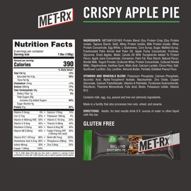MET-Rx Big 100 Colossal Protein Bars, Crispy Apple Pie Meal Replacement Bars, 9 Count