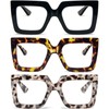 REAVEE 3 Pack Oversized Reading Glasses for Women Large Frame