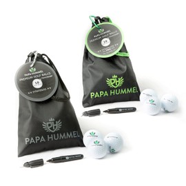 Papa Hummel – Premium Golfbälle, 2 Layer | 3 Layer, Mit reflektierender Beschichtung für besonders hohe Sichtbarkeit | Wiederverschließbarer Beutel mit Befestigung am Bag | 10 Strategos Golfbälle