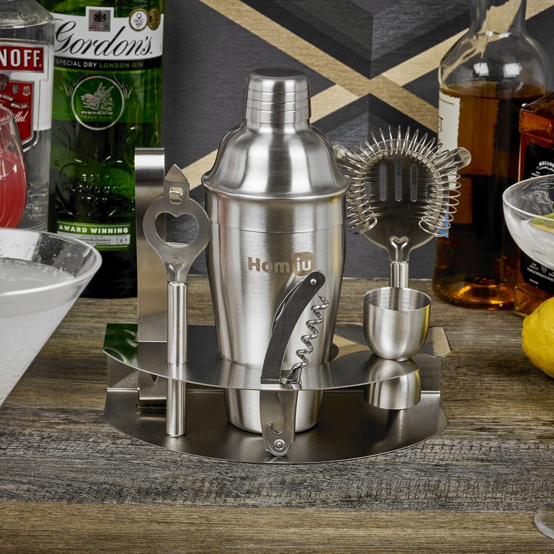 Homiu Cocktail Set Deluxe 8 Piece with Table Stand, Premium