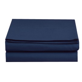 Elegant Comfort Premium Hotel Quality 1-Piece Flat Sheet, Luxury and Softest 1500 Premium Hotel Quality Microfiber Bedding Flat Sheet, Wrinkle-Free, Stain-Resistant, California King, Navy