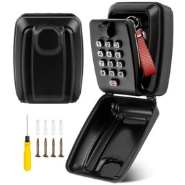 GIBOHOM Key Safe with Number Code, Key Safe Wall Mounted Exterior with 12 Digits, Key Cabinet with Number Code, Rustproof, Ultra Robust with Waterproof Cover, for Home, Garage, Office, School