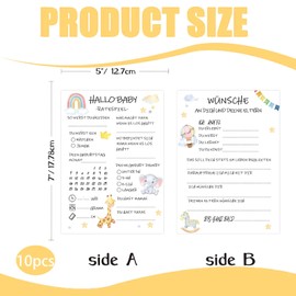 10 Baby Shower Guessing Game Cards to Fill In - Tips Cards Boys and Girls - Great Game for Baby Shower and Gender Reveal Celebration