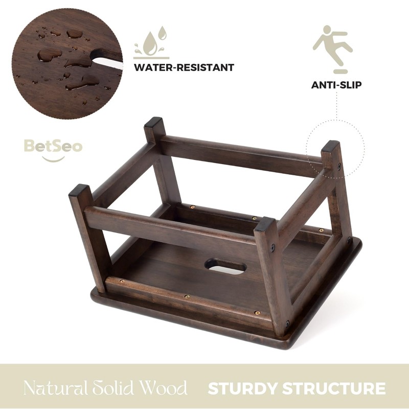 Wooden Step Stool (16.5" Dx12 Wx9 H) Bed Steps for