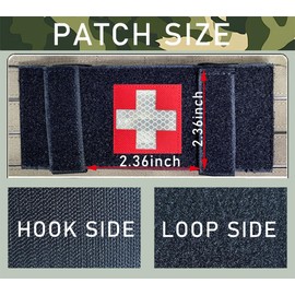 4 PCS Reflective Red White Cross Medical Patch First Aid Patch Tactical Military Armband Hook and Loop Suitable for EMT and EDC Bags Plate Carrier Backpacks IFAK Trauma Pouches