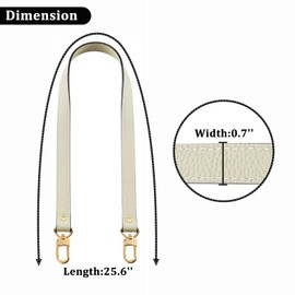 VanEnjoy Full Grain Leather Shoulder Strap Replacement with 2 Square Locks -Extended Version(Beige)