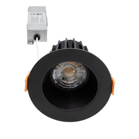 Maxxima 2 in. Ultra-Thin Recessed Anti-Glare LED Downlight - Canless IC Rated, 5 Color Temperature Selectable 2700K/3000K/3500K/4000K/5000K, Dimmable, Round Black Trim, 90 CRI