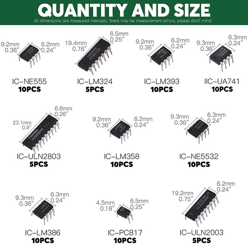 85 Pcs IC Assortment Kit 10 Specifications Integrated Circuit IC