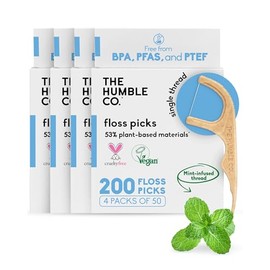 The Humble Co. Púas de hilo dental natural (200 unidades) – Vegano, respetuoso con el medio ambiente, sostenible para el cuidado bucal cero residuos, 