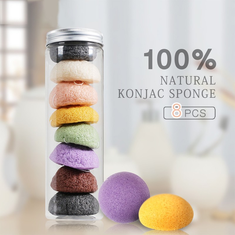 8Pcs Konjac Sponge Set Konjac Wash Face Flutter Natural Facial