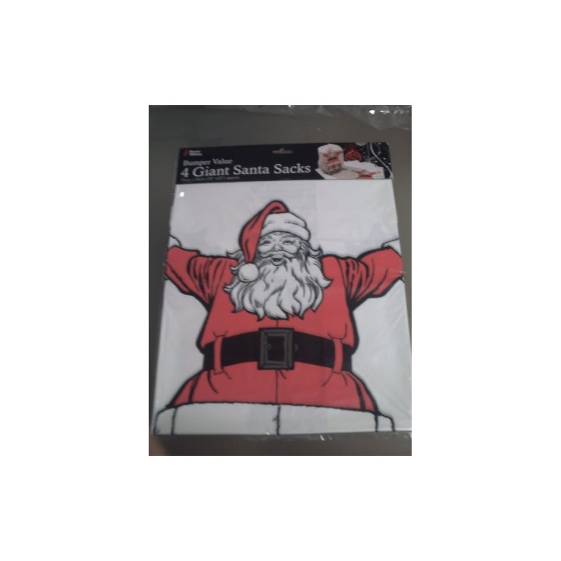 4 PACK GIANT CHRISTMAS SACKS 30" X 20", White