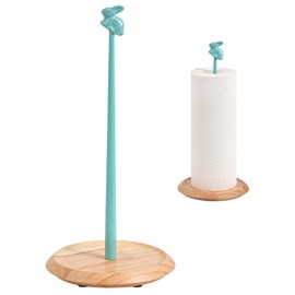 Tocemei Paper Towel Holder Countertop, Cute Bunny Design - Natural Solid Wood Base with Iron Rod, Wooden Paper Towel Holder countertop for Kitchen Roll Organizing, Dining Table & Home Décor