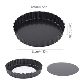 Set di 6 stampi per pasticceria antiaderente, a torta, stampo per quiche con fondo rimovibile, rivestimento in acciaio al carbonio, piatto, torta, torta, per pasticceria, torta, dessert, 12 cm