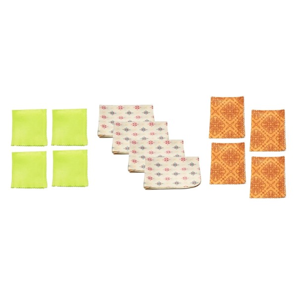 Calabria 12 Pack Microfiber Cleaning Cloth Green/Orange Motif/Buttersc