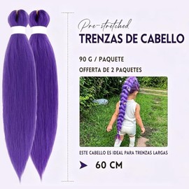 Extensiones Cabello Morado Pulgadas Largo Trenzas