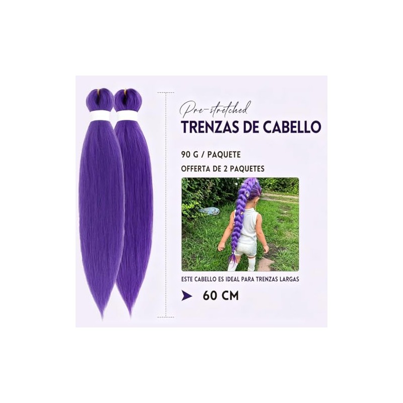 Extensiones Cabello Morado Pulgadas Largo Trenzas