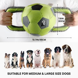 ALL FOR PAWS Ballistic Handle Ball Dog Toy with Squeaker, Interactive Handle Dog Toy for Medium Dogs (Receive one of The Three Colors)