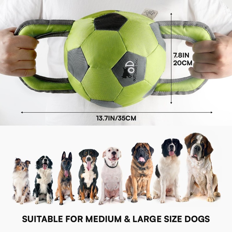 ALL FOR PAWS Ballistic Handle Ball Dog Toy with Squeaker,