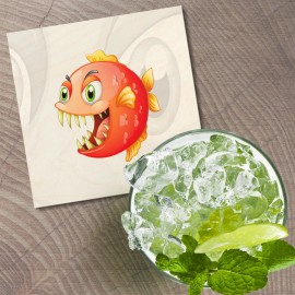 Unbranded Funny Piranha Fish Animal 4'' X 4'' Square Wooden Coaster