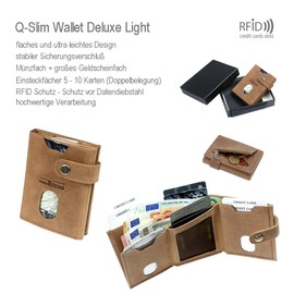 Q-Slim Wallet, Buffalo Leather Brown, rfid wallet