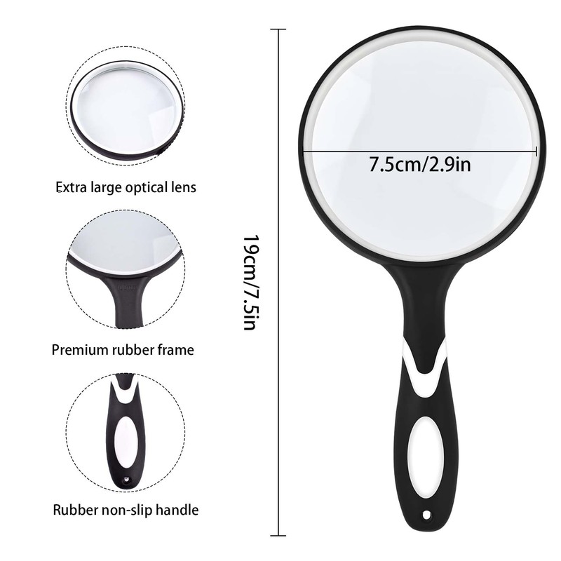 Large 10X Magnifying Glasses for Reading, Handheld Magnifying Glass for
