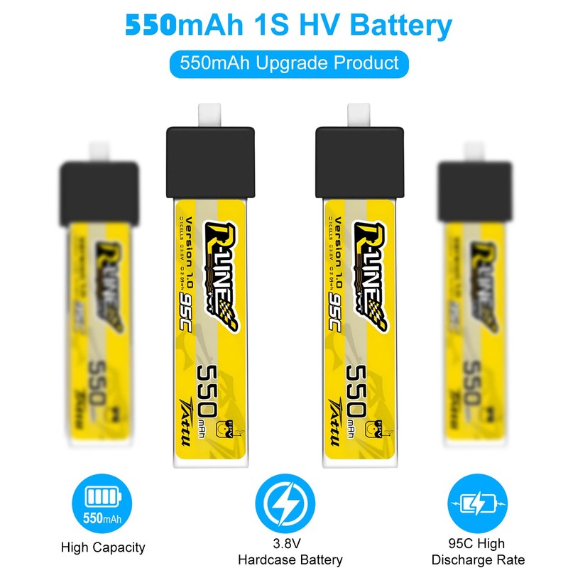 4pcs BT2.0 550mAh 1S Battery 3.8V 95C FPV Lipo Battery