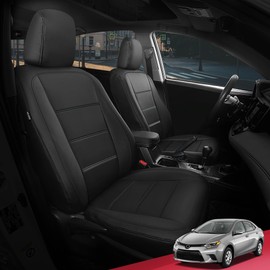 FREESOO for Toyota Corolla Seat Covers L LE XLE, LE Eco Sedan 2014 2015 2016 2017 2018 2019, Custom Fit Car Seat Covers, Leather Seat Covers for Car, Waterproof Car Seat Cover, Black Front Seats 2PCS