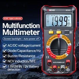 SZ305 Multimeter Capacitor Testers Professional 1999 Counts Smart Voltmeter Ohm Meter Fast Accurately Measures Voltage Current Resistance Capacitor Frequency Diode hFE