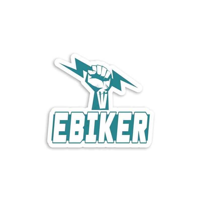 2 x 10cm E-Biker Lightning Bolt Vinyl Stickers - Teal