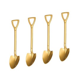 4 Pack Shovel Shape Demitasse Espresso Spoons, 4.7 Inches Stainless Steel Mini Coffee Spoons, Small Spoons for Dessert,Tea, Appetizer, Party Supplies, Gold